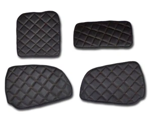 ECO LEATHER RHD BLACK DOOR PANELS+DASHBOARD MAT YELLOW STITCH SCANIA R P G 10-16 - Picture 1 of 2
