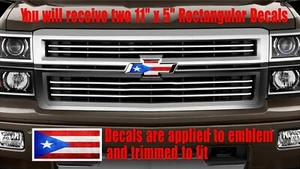 Calcomanías adhesivas superpuestas de bandera de Puerto Rico para emblema de pajarita Chevy - 2 CORTES EN U - Imagen 1 de 2