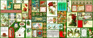 MODA FABRICS #7390 13"EVERGREEN COLLAGE"BTY - Picture 1 of 1
