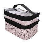 (Pink)Mulifunctional Cosmetic Case Double Layer Makeup Bag Toiletry Storage BGS