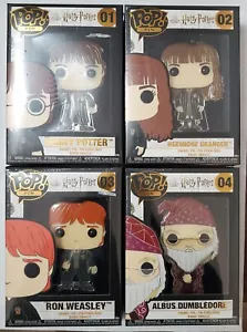 FUNKO POP! HARRY POTTER PINS SET COMPLETE SET OF 4 Harry Hermione Ron Dumbledore - Picture 1 of 4