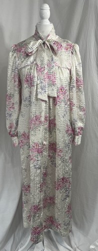 Camicia da notte vintage anni 70 Christian Dior loungewear floreale fiocco zip donna taglia small