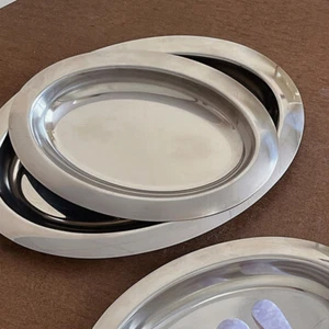 Stainless Steel Round Dinner Plate Tray Camping for Home Kitchen Serving PlatesA - Bild 1 von 19
