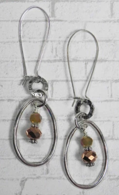 Pendientes de aro redondos boho de cristal con lágrima hechos a mano plata cobre nuevos Foto 1 de 3