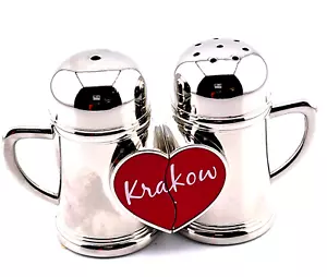 Vintage Poland Red Heart Souvenir Magnetic Salt and Pepper S-2.5" Tall NWOT - Picture 1 of 4