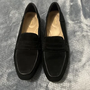Clarks Artisan Keesha Cora Womens Penny Loafer Black Suede Comfort size 6 - Picture 1 of 6