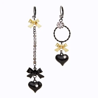 Betsey Johnson Mismatch Bubble Heart Trendy and Unique Women's Fashion Earrings - Image 1 of 4