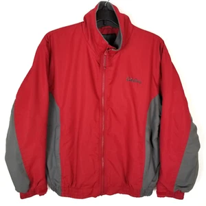 Cabela's Men Insulated Bomber Jacket Size L Red Gray Fleece Lined Zip Up - Picture 1 of 6