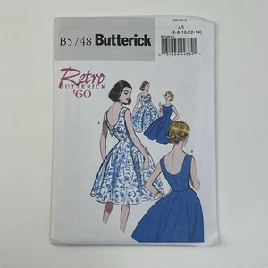 Abito vintage anni 60 taglia 6-14 modello non tagliato retrò B5748 gonna svasata zip laterale - Foto 1 di 2
