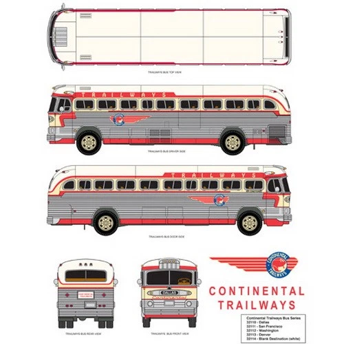 Classic Metal Works 32113 HO Mini Metals Denver GMC PD 4103 Trailways Bus - Image 1 of 1