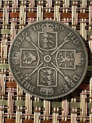 Cabeza Jubileo Plata .925 Florín Doble Reina Victoria 1889 4 chelines Foto 1 de 4