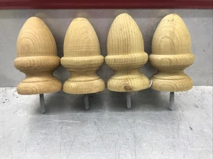 Fence Post Caps New 4 Pressure Treated Unfinished Pine Acorn Top Finials - Picture 1 of 8