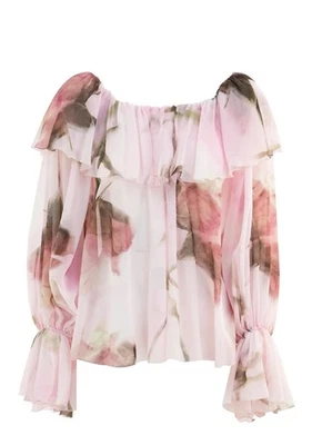 Blumarine Long Sleeve ruffled pink top Blouse Casual, Going Out, Date Night - Image 1 of 4