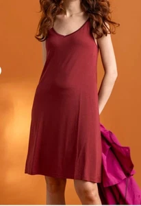 Gudrun Sjoden sz L sleeveless stretch modal tank slip dress dark red - Picture 1 of 5
