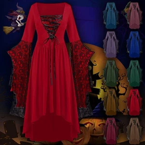 Halloween Gothic Witch Dress Medieval Renaissance Womens Adult Cosplay Costume - Picture 1 of 30
