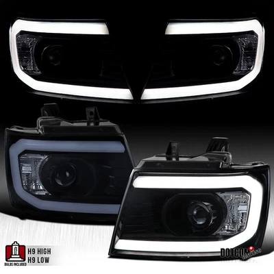 Fit 2007-2014 Chevy Tahoe Suburban Avalanche Smoke LED DRL Projector Headlights Foto 1 de 4