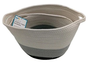 Cesti in corda intrecciata di cotone con manici 6X12” set di due - Foto 1 di 9