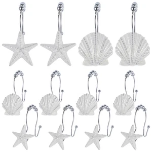  12 Pcs Shower Curtain Hooks Decorative Ocean Holders Rustproof Metal - Picture 1 of 12