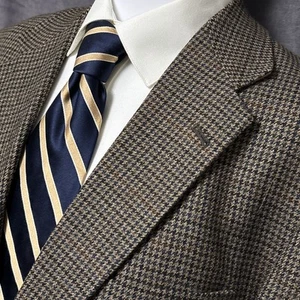 Roundtree Yorke Sport Coat 44R Brown Wool Cashmere Houndstooth Blazer Classic - Picture 1 of 12