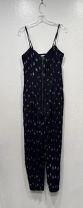 Elevenses blauer Jumpsuit Ikat-Druck Reißverschluss vorne Damengröße 8 Anthropologie Boho " - Bild 1 von 10