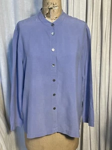 Vintage Valerie Stevens Womens Lavender Silk Button Down Blouse Sz PL Pre-owned - Picture 1 of 10
