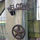 Country Western Rope Star Chain Link Hanging Welcome Sign Home Garden Decor Rust