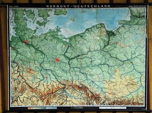 Schulwandkarte Nordost Deutschland Schleswig-Holstein Meckenburg-Vorpommern - Bild 1 von 1
