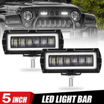2X 5inch LED Work Light Bar Pods Driving DRL Halo Offroad Fog Lamp Truck SUV ATV - Image 1 of 4