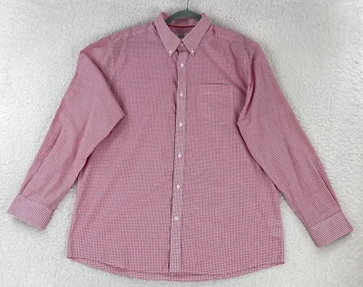 Cutter & Buck Button-Down Shirt Mens Size XL Red White Check Long Sleeve Cotton - Image 1 of 4