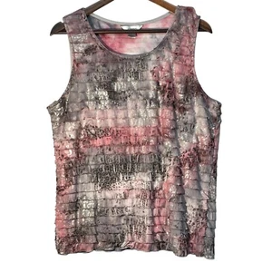 Cj Banks Tank Bluse Top Damen Gr. X Rosa Lagenlook Rüschen Stretch - Bild 1 von 10