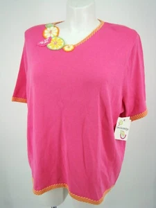 CAMISA TOP DE PUNTO DE MUJER BRECKENRIGDE PLUS ROSA NARANJA TALLA 2X/20W NUEVA CON ETIQUETAS D142 - Imagen 1 de 6