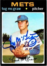 Tug McGraw autographed baseball card (New York Mets ) 1971 Topps #618