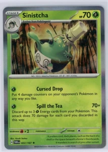 Pokemon Juego de Cartas Coleccionables Sinistcha Escarlata y Violeta Crepúsculo Mascarada 022/167 Holo Raro - Imagen 1 de 1