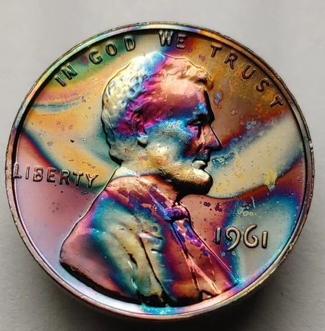 1961 proof Lincoln cent monster toned bu penny us coin #65 Cover