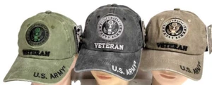 U.S. Army Veteran Emblem COTTON TWILL (OLIVE GREEN) EMBROIDERED Cap Hat LICENSED - Picture 1 of 1
