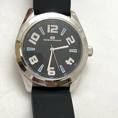 Reloj para hombre OCEANAUT Vault cuarzo esfera negra caja de acero correa de silicona 30 m WR Foto 1 de 4