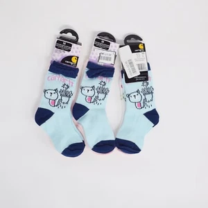 NWT Carhartt Baby Girls Size  M Blue/ Pink/ White Socks Shoe Size 5-6.5   - Picture 1 of 4