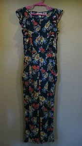 Cherokee Kids/Girls' Romper Size S/P Navy Floral Cap Sleeve With Ruffles - Picture 1 of 3