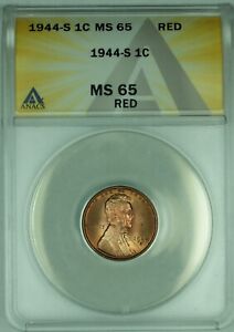1944-S Lincoln Wheat Cent 1C Coin ANACS MS 65 RD (1)