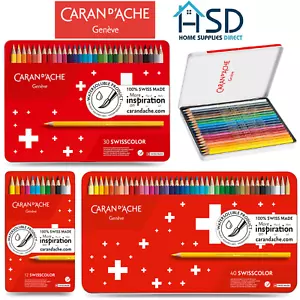 Caran d'Ache Swisscolor Water Soluble Artist Sketching Colour Pencil Metal Set - Picture 1 of 17