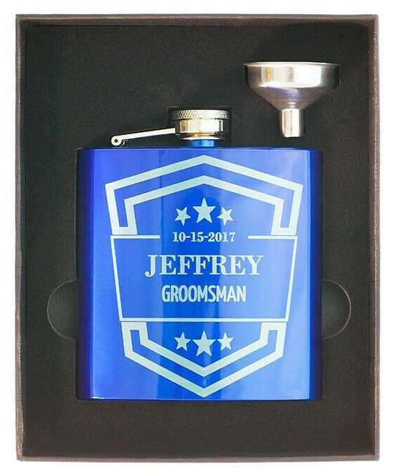 个性化激光雕刻嘻哈瓶,婚礼礼物,单身派对礼物,新郎 — 第 1/1 张图片