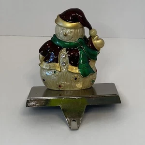 Colorful Snowman metal weighted christmas stocking holder home decor - Picture 1 of 10