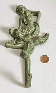 Nautical Cast Iron Mermaid Wall Decor Coat Hook Peg - Picture 1 of 7