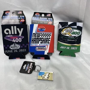 2022 Racing Can Koozie Flip sided lot of 3 and key chain - Picture 1 of 2