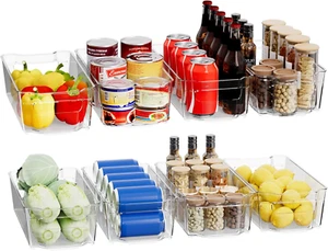 Refrigerator Organizers and Storage, 8-PACK Storage Organizer Bins, Clear Plasti - Picture 1 of 9