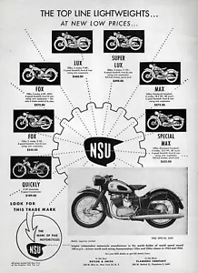 NSU Special Max 1955 anuncio impreso original de motocicleta - Imagen 1 de 1