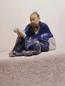 Vintage Chinese Shiwan  Mud Statue Figurine of Man Reading  - Picture 1 of 8