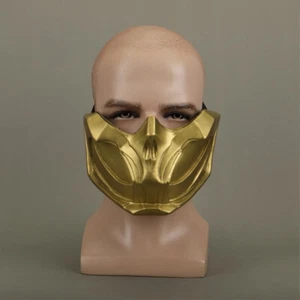 Mortal Kombat 11 MK11 Mask Scorpion Man Cosplay Helmet Gold Half Face Halloween - Picture 1 of 8