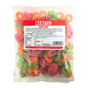 Rings Mix, Fizzy Cola Bebeto 2KG Bags VEGAN Full Range Halal Certified Sweets - Picture 1 of 82