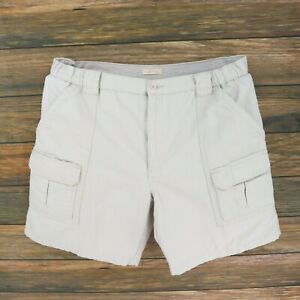 Savane Cargo Shorts Mens Size 40 Ivory Beige 100% Cotton Hook & Loop Pockets